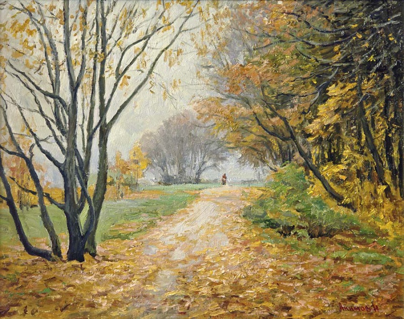 Осенний туман МДФ, масло, 40х50