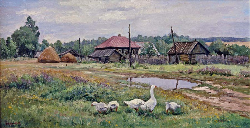 Гуси МДФ, масло, 40х80