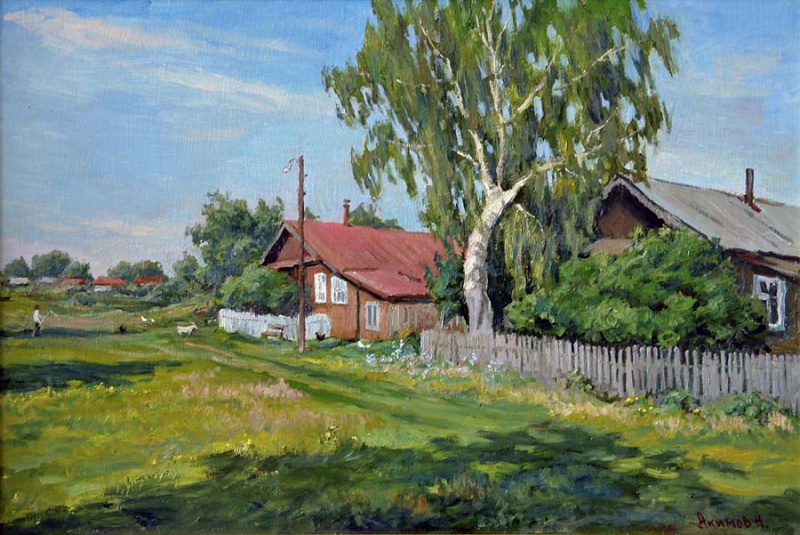 Сельский вид МДФ, масло, 40х60