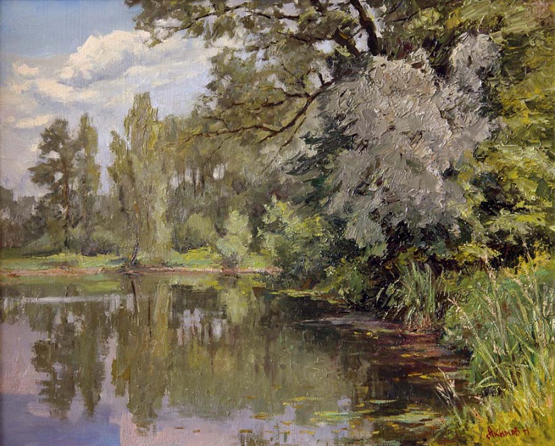 Пруд МДФ, масло, 40х50